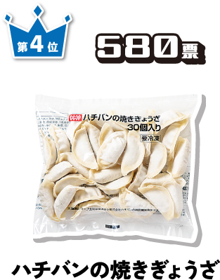 第4位 580票 ハチバンの焼きぎょうざ