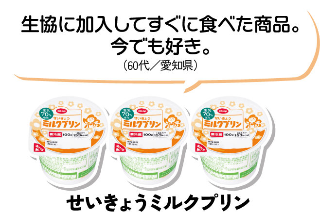 生協に加入してすぐに食べた商品。今でも好き。（60代／愛知県） せいきょうミルクプリン