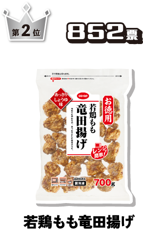 第2位 852票 若鶏もも竜田揚げ